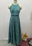 Fongt New Fashion Print Round Collar Sleeveless Sexy Strapless Dress Woman-Outfit
