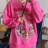 Strawberry Jam Print Oversized Sweatshirt-Outfit
