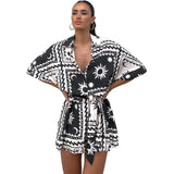 Fongt Summer 2024 Ladies With Waist Strap Geometric Print Sexy Jumpsuit 88137-Outfit