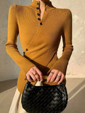 Fongt Hem High-Necked Shirt Women's Women's Cross-Sleeve Knitted Shirt