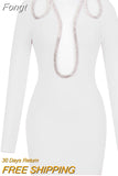 2023 New Fall Ladies Sexy Long Sleeve Turtleneck Crystal Diamond Black Tight Bandage Dress Elegant Celebrity Party