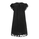 Summer New Multi-Sleeved Isn Casual Back Collar Slit Medium-Length Jacquard Dress-Outfit