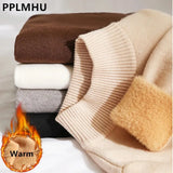 Thicken Half Turtleneck Sweater Women Pulls Oversized 4xl Sueter Warm Knit Tops Velvet Lined Slim Soft Knitwears