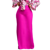 Fongt Women's Dress 2025 New Fashion Temperament Tongle Solid Color High Waist Long Skirt African Long Dress