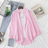 Blouses Shirts Tunic Womens Tops 2020 Womenswear Long Sleeve Clothing Button Up Down Striped 2020 New Pink Gray
