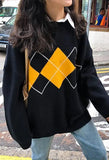 Vintage Argyle Pullover Sweater-Outfit