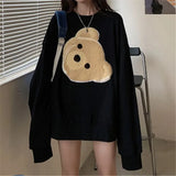 Neck Long Sleeve Print Sweatshirt Korean Fashion Loose Harajuku Sweetheart Hoodie Clothes For Women 2020 Fall Kawaii