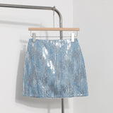 Real Shooting Hot Girl High Waist A Word Lysing Skirt New Flash Short Skirt Anti-Walking Step Bag Hip Skirt