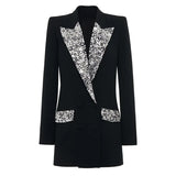 Fongt Trendy Fashion New Hand Gorgeous Heavy Industry Nails And Diamond Drill In The Long Blazer