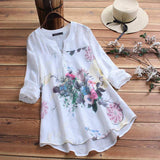 ZANZEA Women's Autumn Blouse Elegant Printed Shirt 2022 Vintage Floral Casual Blusas Female Long Sleeve Shirts