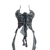 Special Price Sexy Hot Babes Hanging Backs Her Neck Short Leopard Sling Vest Flowers Lotus Leaves Floating Clothes