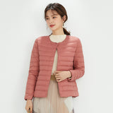 Autumn Winter New Light Down Jacket Female Round Collar Change V Collar Liner Long Sleeve Without Collar White Duck Down Short Coat Tide-Outfit