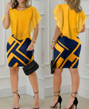 Summer New Vintage Chiffon Round Collar Elegant Fake Two Dresses In Stock-Outfit