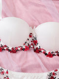 White Patchwork Lingerie Set-Outfit