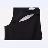 New Open Design Crepe Asymmetrical Medium Length Dress 2452536-Outfit