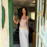 new summer long skirt, fashionable and sexy splicing hip-covering long chiffon skirt, daily casual club wear Vestidos-Outfit