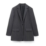Fongt Code Female 2023 Spring Pinstriped Suit Vest Straight Cut Long Blazer Trouser Suit-Outfit