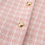 Pink Plaid Tweed Jacket And Shorts Set-Outfit