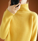 Fongt Winter New Half High Collar Sweater Female Inside Build Not Cashmere Long Sleeve Thick Knit Bottom Shirt Loose Jacket-Outfit