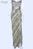 snake print chiffon sexy women long party slip maxi sheer dress strap backless slit elegant 2023 autumn