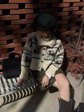 Buttoned Retro Printed Cardigan-Outfit