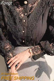 Petal Sleeve Lace Blouses Women Hollow Out Patchwork Stand Collar Shirts Ladies Top White Flower Blouse Female Blusas