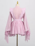 Fongt Leaf Lantern Sleeve Dress Women 2025 Summer New Temperament Elegant Simple Casual Fashion Beach