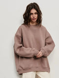 Solid Color Pullovers Women Autumn Winter Y2k Long Sleeve Loose Sweatershirts Harajuku Retro O-Neck Fleece Hoodies