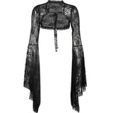 Temperament Dark Jacket Female Sexy Thin Cos Horn Sleeve Lace Cardigan-Outfit