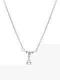 Silver Rhinestone Drop Decor Necklace-Outfit