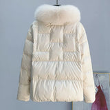 The New Chinese Wind Fox Fur Collar Can Take Off Fur Down Jacket Short Mink White Duck Down Winter Coat Female-Outfit