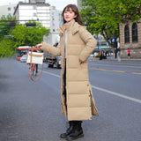 Down Cotton Jacket Female 2024 New Winter Korean Version Long To The Ankle Student Bf Loose Bread Jacket Cotton Coat-Outfit