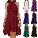 Fongt New Fashion Pure Color Temperament Women's Sexy Out-Shoulder Sleeveless Round Collar Micro-Folding Waist Repair