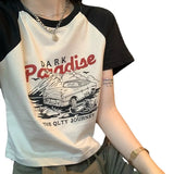 Fongt Print Short-Sleeved T-Shirt Female 2024 Summer Korean Version Of The New Slim And Versatile Short Student Jacket
