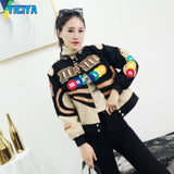 Bomber Woman Varsity Jacket Winter Thickened Embroidered Letters Long Sleeves Women's Jackets Hip Hop Harajuku Coat
