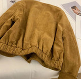 Brown Suede Stripe Lining Jacket-Outfit