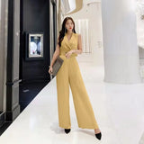 Fongt Retro Waist Thin Temperament Professional Women's Suit Collar Trousers Fashion Trousers Wide Leg Trousers