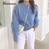 Cashmere Elegant Women Sweater 2020 New Korean Knitted Basic Pullovers Vintage Soft Female Jumper Imitation Mink