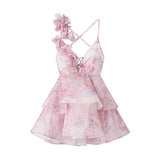 Fongt Homemade New Women's Clothing 髫髫 Casual Flowers Belt Dress