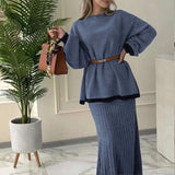 Fongt 2025 New Women's Long-Sleeved Knitting Jacket Waist Half-Dress Suit Woman