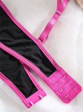 Pink Satin Lace Patchwork Lingerie Set-Outfit