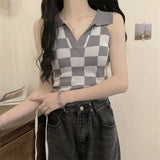 Lattice Collar Sling Vest Women Pure Babes Wear Design Sense Inside A Short Bottom