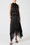 Fongt Women's Sleeveless Lace Opening Two-Piece Round Collar Vest Hollow Splicing Women 3045
