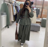 Fongt 2025 New Women's Button Pocket Solid Color Half-Dress Skirt Fashion Suit Woman