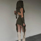 Autumn Hooded Ribbon Hip Skirt New Short Skirt-Outfit