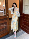 Fongt Xixi 13 Line 2025 Summer New Temperament Printing Lady Elegant High-Waist Sling Dress 88376