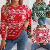 Fongt Shooting 2025 Autumn And Winter Christmas Deer Pattern Long-Sleeved Jacket Sweater Women's Clothing