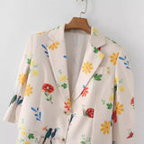 Colorful Flower Printing Women's Casual Suit Jacket In Spring 2024-Outfit