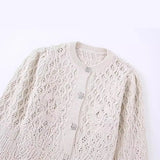 Spring Artificial Jewelry Button Decoration Round Neck Knitted Coat 5802117-Outfit