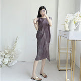 Fongt Three Folded New Dress Casual Style Folded Folded Long Skirt